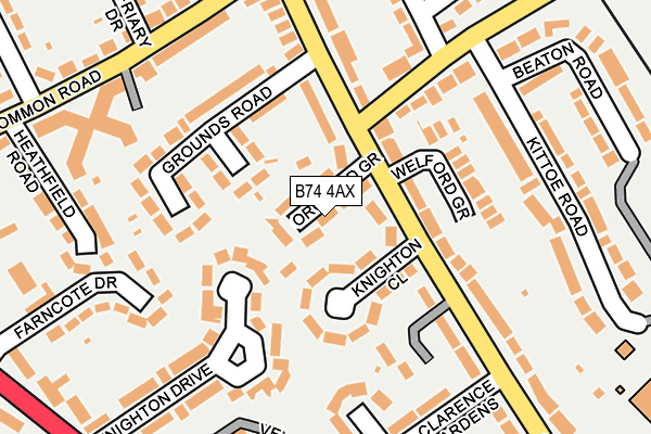B74 4AX map - OS OpenMap – Local (Ordnance Survey)