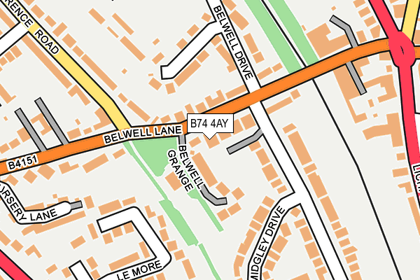 B74 4AY map - OS OpenMap – Local (Ordnance Survey)
