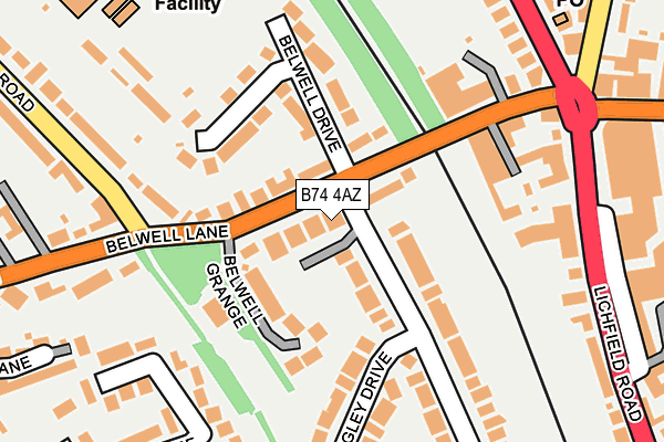B74 4AZ map - OS OpenMap – Local (Ordnance Survey)