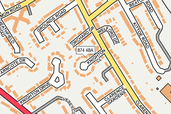 B74 4BA map - OS OpenMap – Local (Ordnance Survey)