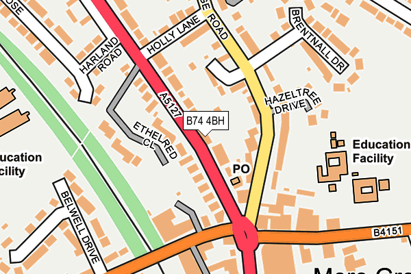 B74 4BH map - OS OpenMap – Local (Ordnance Survey)