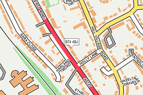B74 4BJ map - OS OpenMap – Local (Ordnance Survey)