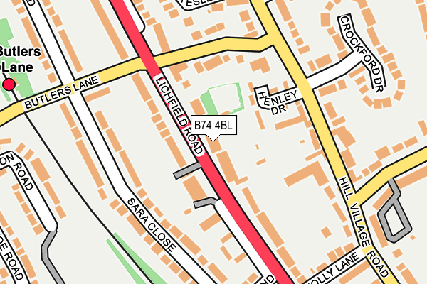 B74 4BL map - OS OpenMap – Local (Ordnance Survey)
