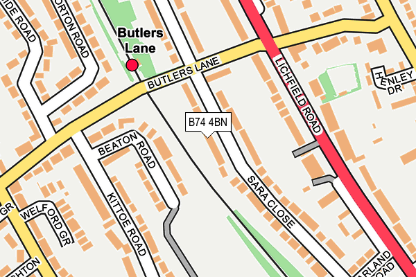 B74 4BN map - OS OpenMap – Local (Ordnance Survey)