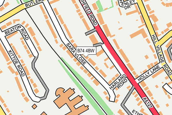B74 4BW map - OS OpenMap – Local (Ordnance Survey)