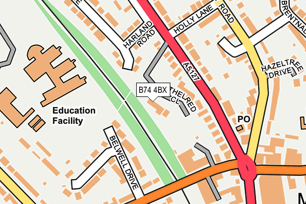 B74 4BX map - OS OpenMap – Local (Ordnance Survey)