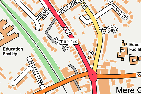 B74 4BZ map - OS OpenMap – Local (Ordnance Survey)