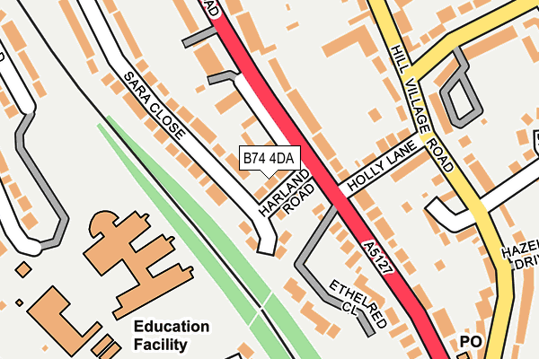 B74 4DA map - OS OpenMap – Local (Ordnance Survey)