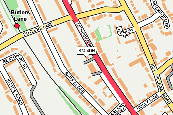 B74 4DH map - OS OpenMap – Local (Ordnance Survey)