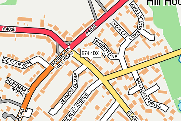 B74 4DX map - OS OpenMap – Local (Ordnance Survey)