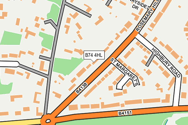 B74 4HL map - OS OpenMap – Local (Ordnance Survey)