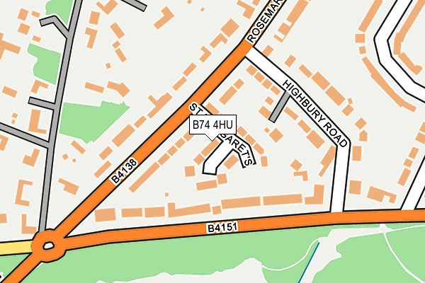 B74 4HU map - OS OpenMap – Local (Ordnance Survey)