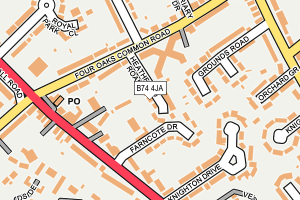 B74 4JA map - OS OpenMap – Local (Ordnance Survey)