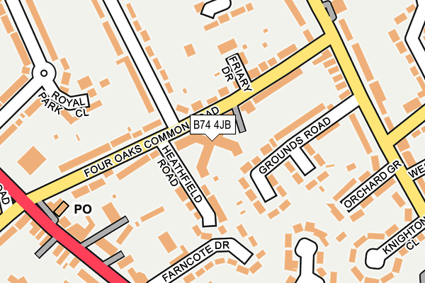 B74 4JB map - OS OpenMap – Local (Ordnance Survey)