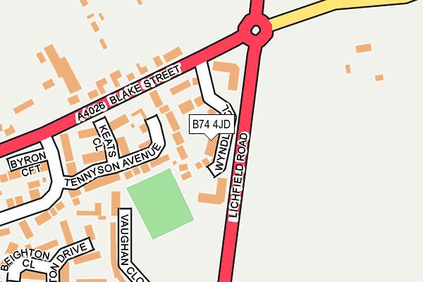 B74 4JD map - OS OpenMap – Local (Ordnance Survey)