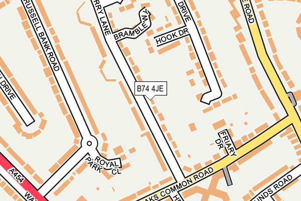 B74 4JE map - OS OpenMap – Local (Ordnance Survey)