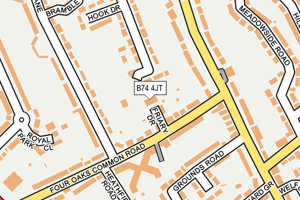 B74 4JT map - OS OpenMap – Local (Ordnance Survey)