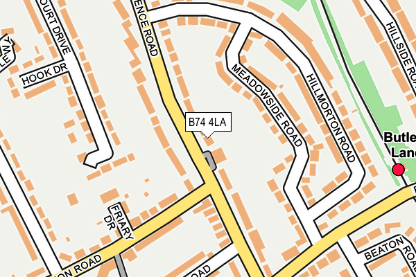 B74 4LA map - OS OpenMap – Local (Ordnance Survey)