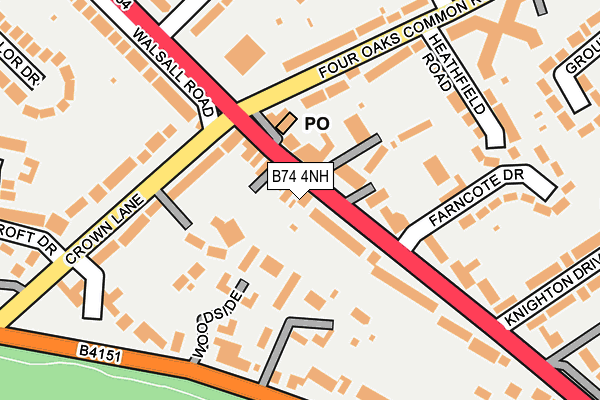 B74 4NH map - OS OpenMap – Local (Ordnance Survey)