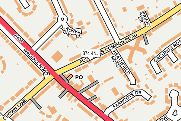 B74 4NJ map - OS OpenMap – Local (Ordnance Survey)