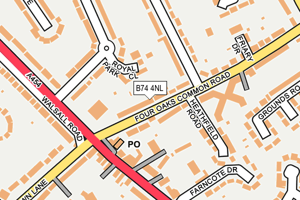 B74 4NL map - OS OpenMap – Local (Ordnance Survey)