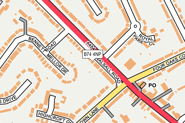 B74 4NP map - OS OpenMap – Local (Ordnance Survey)