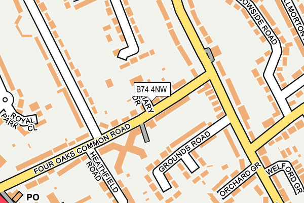 B74 4NW map - OS OpenMap – Local (Ordnance Survey)