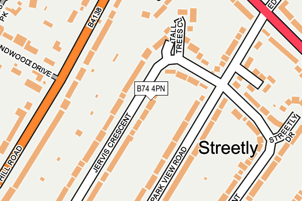 B74 4PN map - OS OpenMap – Local (Ordnance Survey)