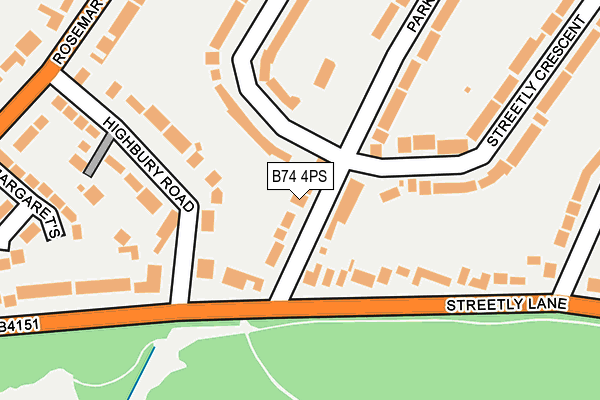 B74 4PS map - OS OpenMap – Local (Ordnance Survey)