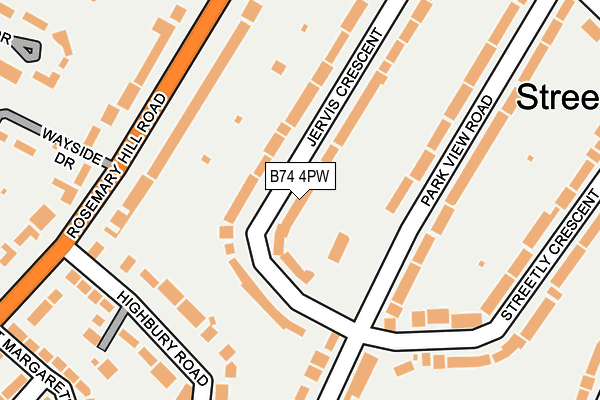 B74 4PW map - OS OpenMap – Local (Ordnance Survey)