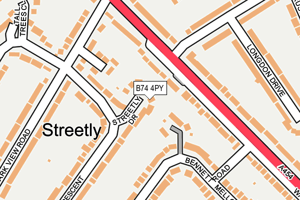 B74 4PY map - OS OpenMap – Local (Ordnance Survey)