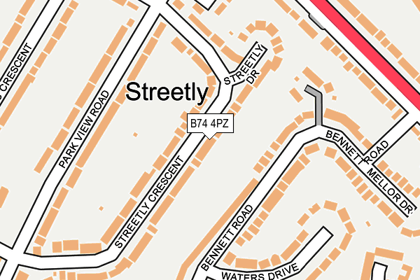 B74 4PZ map - OS OpenMap – Local (Ordnance Survey)