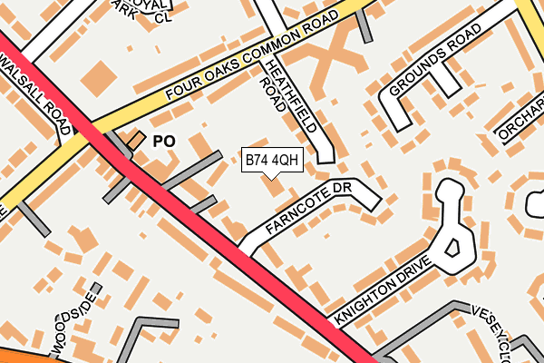 B74 4QH map - OS OpenMap – Local (Ordnance Survey)