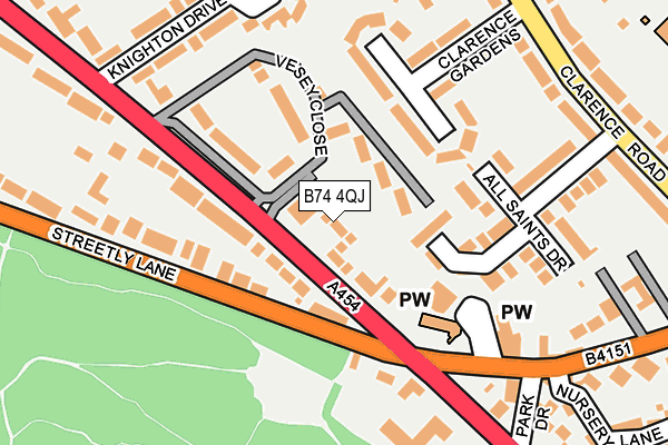 B74 4QJ map - OS OpenMap – Local (Ordnance Survey)