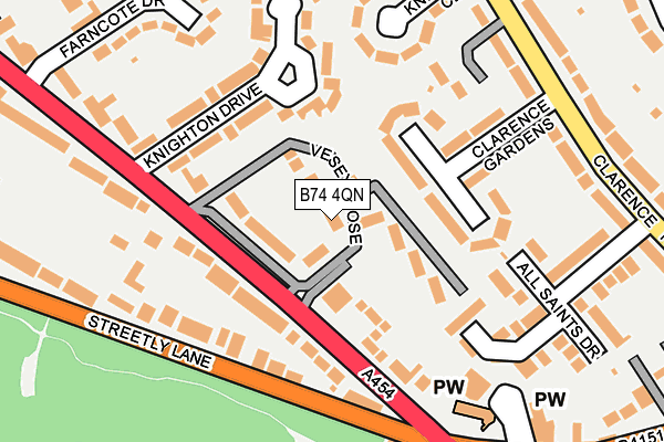 B74 4QN map - OS OpenMap – Local (Ordnance Survey)