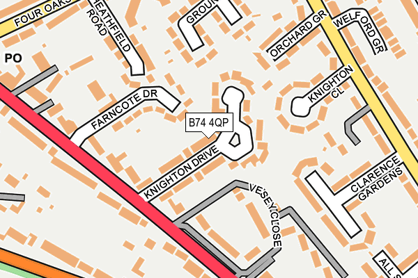 B74 4QP map - OS OpenMap – Local (Ordnance Survey)