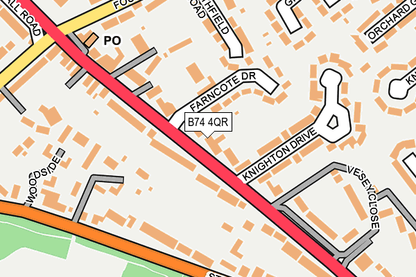 B74 4QR map - OS OpenMap – Local (Ordnance Survey)