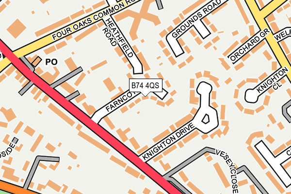 B74 4QS map - OS OpenMap – Local (Ordnance Survey)