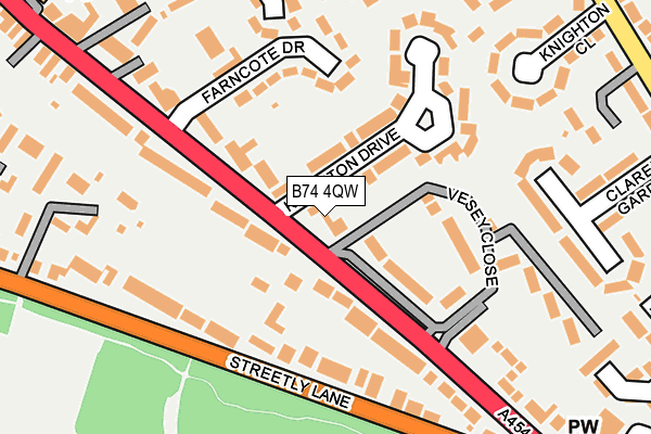 B74 4QW map - OS OpenMap – Local (Ordnance Survey)