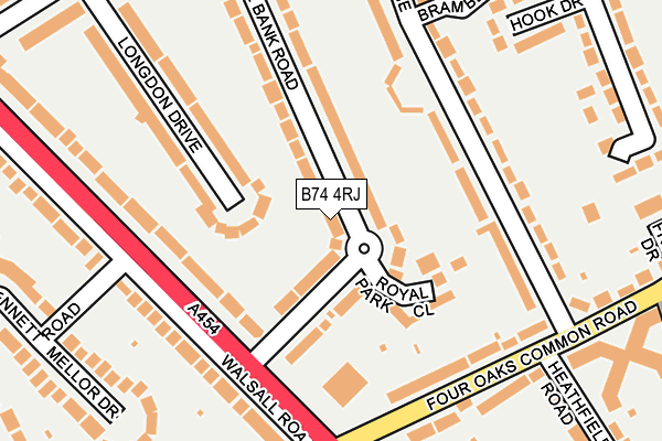 B74 4RJ map - OS OpenMap – Local (Ordnance Survey)
