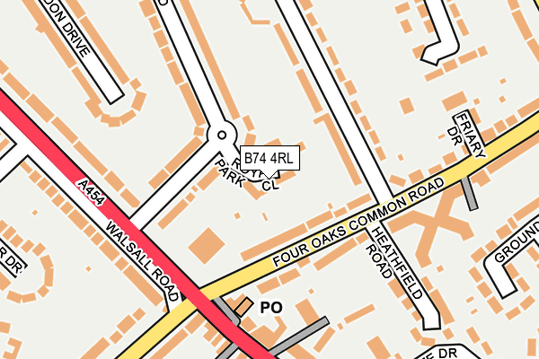 B74 4RL map - OS OpenMap – Local (Ordnance Survey)