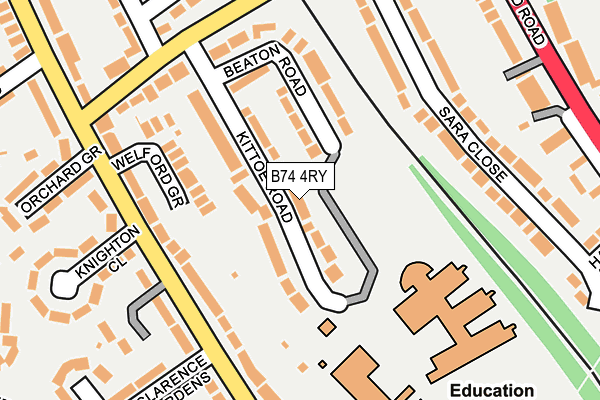 B74 4RY map - OS OpenMap – Local (Ordnance Survey)