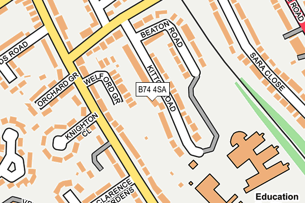 B74 4SA map - OS OpenMap – Local (Ordnance Survey)