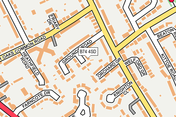 B74 4SD map - OS OpenMap – Local (Ordnance Survey)