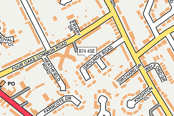 B74 4SE map - OS OpenMap – Local (Ordnance Survey)