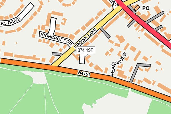 B74 4ST map - OS OpenMap – Local (Ordnance Survey)