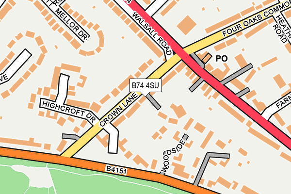B74 4SU map - OS OpenMap – Local (Ordnance Survey)