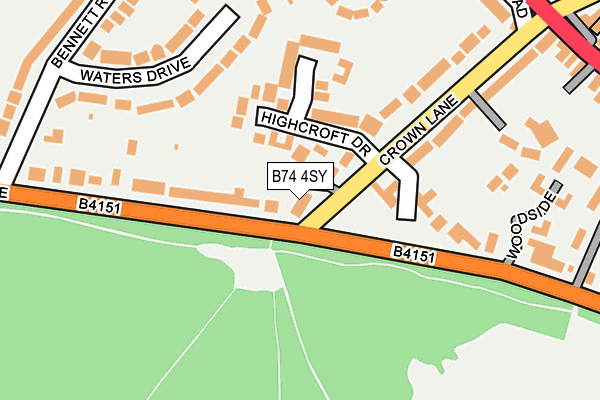 B74 4SY map - OS OpenMap – Local (Ordnance Survey)