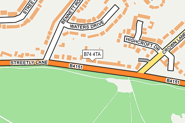 B74 4TA map - OS OpenMap – Local (Ordnance Survey)