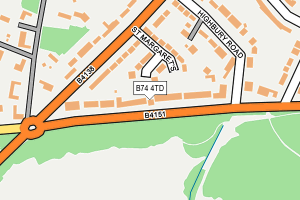 B74 4TD map - OS OpenMap – Local (Ordnance Survey)